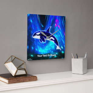 Relógio Quadrado Orca Cósmica