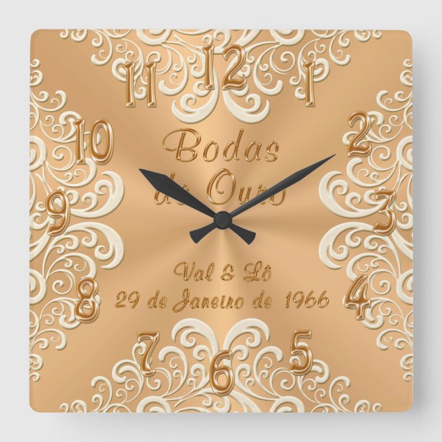 Relógio Quadrado Ordens especiais Relógios de 50 anos (Frente)