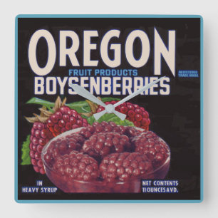 Relógio Quadrado Oregon Boysenberry, 1940 pode rotular