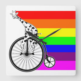 Relógio Quadrado Orgulho gay bicicleta