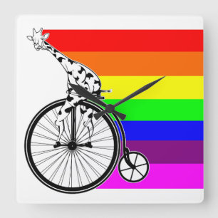 Relógio Quadrado Orgulho gay bicicleta