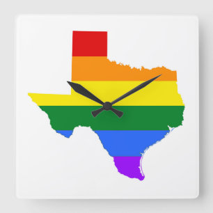 Relógio Quadrado Orgulho gay Texas Rainbow