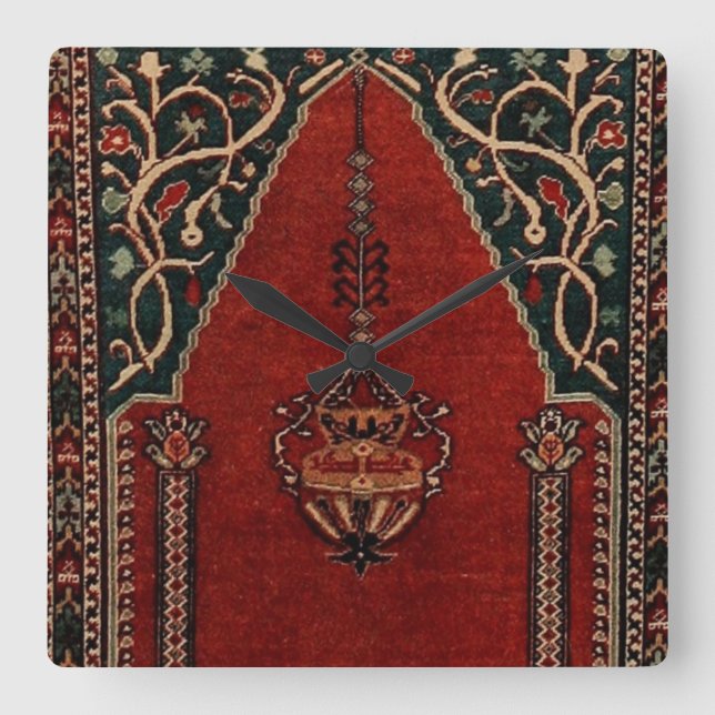 Relógio Quadrado Oriental Prayer Rug design - Mosque motif (Frente)