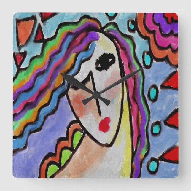 Relógio Quadrado Originak Abstract Art Acrylic Wall Clock (Frente)