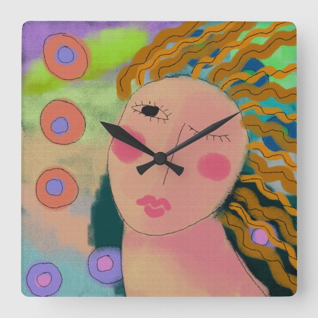 Relógio Quadrado Original Abstract Art Square Wall Clock (Frente)