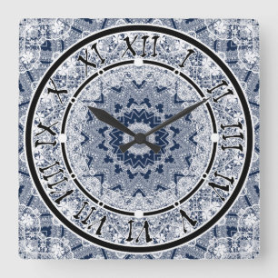 Relógio Quadrado Ornamento de rendas