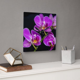 Relógio Quadrado Orquídea roxa