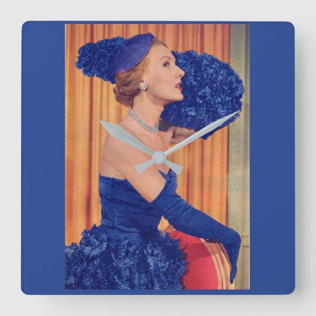 Relógio Quadrado Os anos 50 são lindos em azul (Frente)