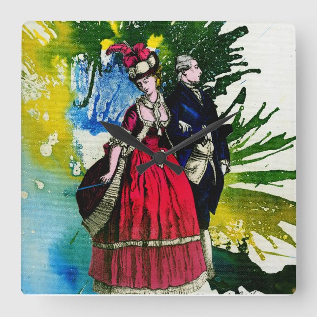 Relógio Quadrado Os Bourbons franceses de Michael Moffa (Frente)