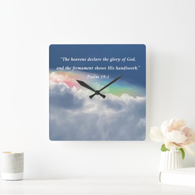 Relógio Quadrado Os Céus Declaram Ps. 19:1 (Lar)