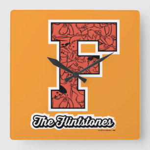 Relógio Quadrado Os Flintstones  Monograma de estilo colegial