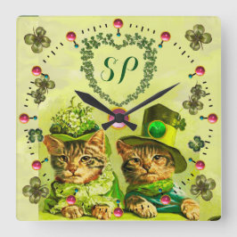 RELÓGIO QUADRADO OS GATOS DE ST PATRICK VELHO ENGRAÇADO DA FORMA,