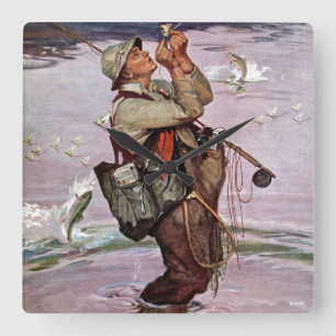 Relógio Quadrado Os peixes estão pulando