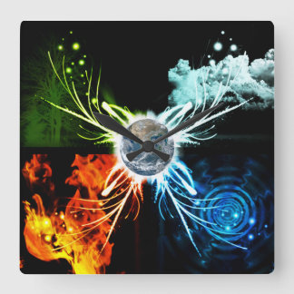 Relógio Quadrado Os quatro elementos