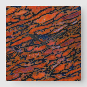 Relógio Quadrado Osso do dinossauro Vermelho Petrificado