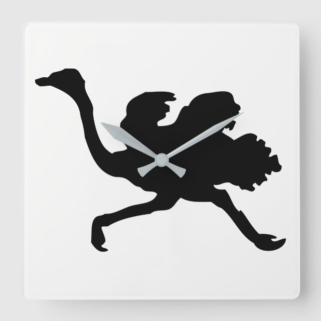 Relógio Quadrado Ostrich Silhouette (Frente)
