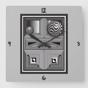 Relógio Quadrado Ótica através do Shapes Square Wall Clock