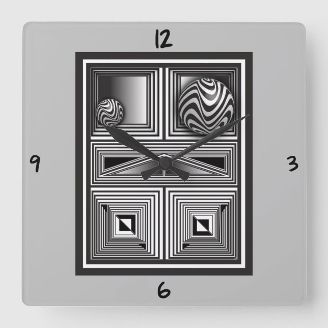Relógio Quadrado Ótica através do Shapes Square Wall Clock (Frente)