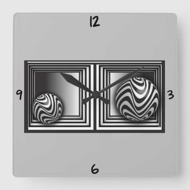 Relógio Quadrado Ótica através do Shapes Square Wall Clock (Frente)