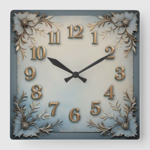 Relógio Quadrado Ótimo Azul Decorativo