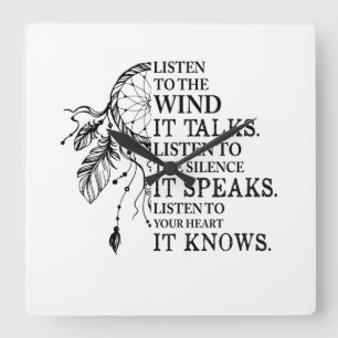 Relógio Quadrado Ouça Seu Coração Que Ele Conhece Americanos nat