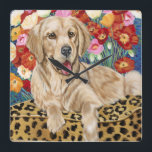 Relógio Quadrado Ouro<br><div class="desc">Animais</div>