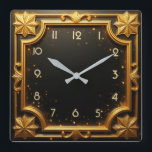 Relógio Quadrado Ouro Art Deco<br><div class="desc">design de relógio do excelente. Você vai adorar como os outros. Esteja livre para usar este design para outro produto que você quiser ou para personalizar e adicionar seu texto. Siga-me para mais. Obrigado. Tenha um bom dia.</div>