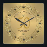 Relógio Quadrado Ouro brilhante Swirls Circular 50º casamento<br><div class="desc">Olho de luxo,  brilho de ouro,  círculo vicioso de 50º aniversário de casamento,  modelo do relógio da parede.</div>