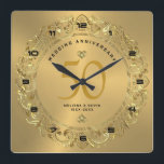 Relógio Quadrado Ouro brilhante Swirls Circular 50º casamento<br><div class="desc">Olho de luxo,  brilho de ouro,  círculo vicioso de 50º aniversário de casamento,  modelo do relógio da parede.</div>