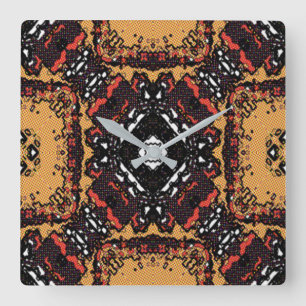 Relógio Quadrado Ouro Clássico de Tonalidade da Terra Provoca Padrõ