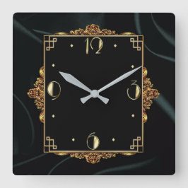 Relógio Quadrado Ouro elegante e preto