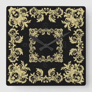 Relógio Quadrado Ouro Noite
