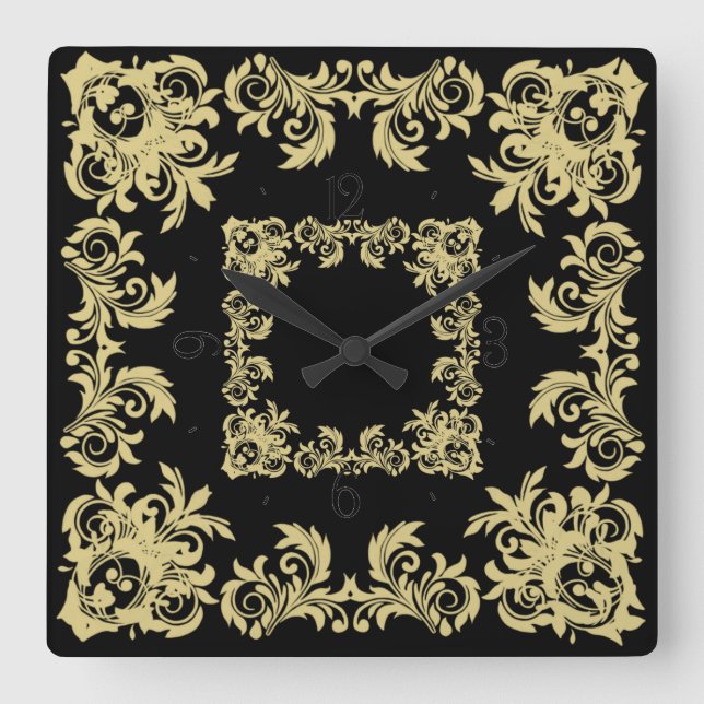 Relógio Quadrado Ouro Noite (Frente)