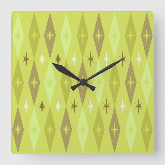 Relógio Quadrado Ouros Atômicos de 1950 Estrelas Chartreuse (Frente)