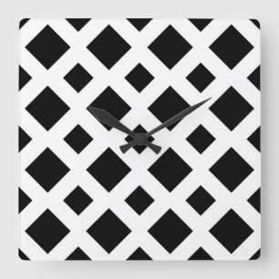 Relógio Quadrado Ouros Pretos em Branco