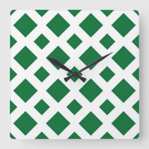 Relógio Quadrado Ouros Verdes em Branco