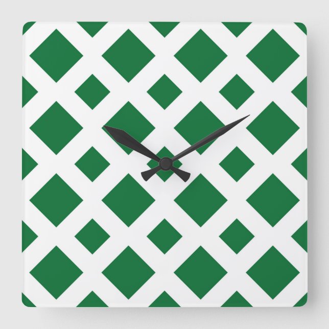 Relógio Quadrado Ouros Verdes em Branco (Frente)