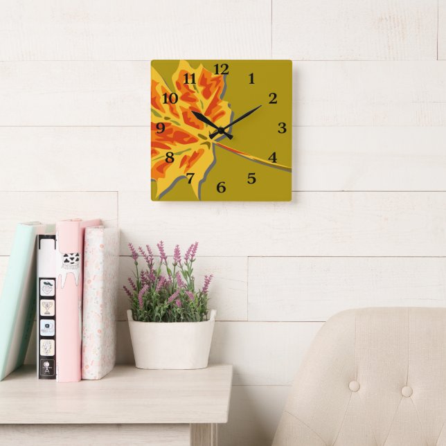 Relógio Quadrado Outono  (Sala de leitura)