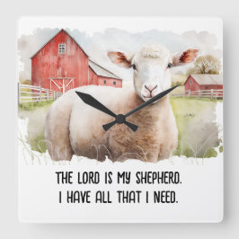 Relógio Quadrado Ovinos Aquecidos Com Citação Religiosa