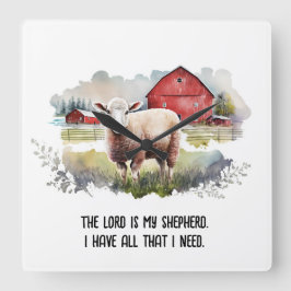 Relógio Quadrado Ovinos Aquecidos Com Citação Religiosa