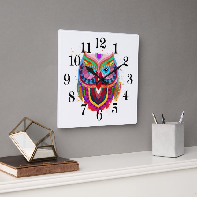 Relógio Quadrado Owl Wall Clock (Escritório)
