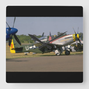 Relógio Quadrado P51 mustang, vista lateral. planos do _WWII (da