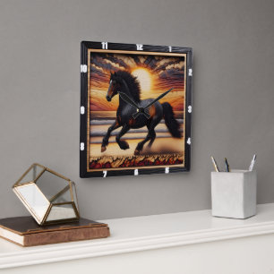 Relógio Quadrado Pace Morgan à beira do mar: Design de Charred Text