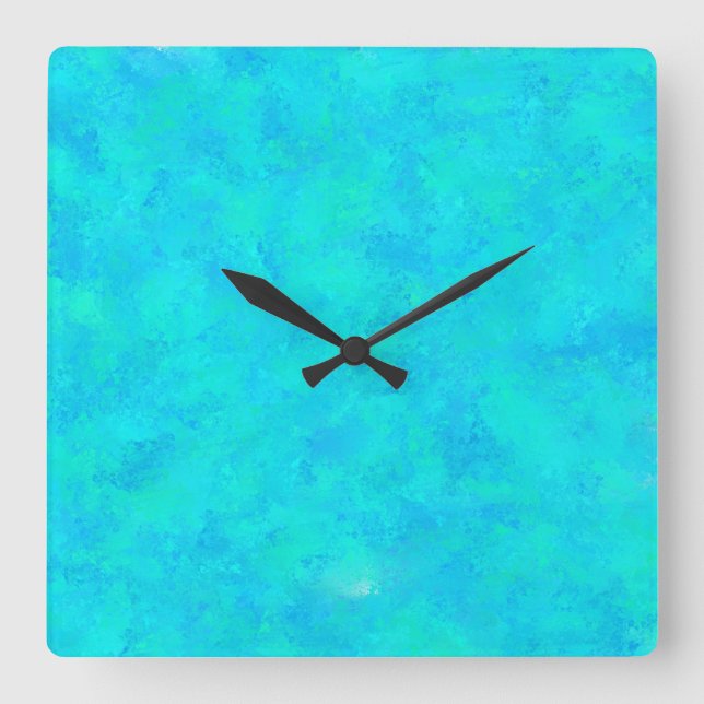 Relógio Quadrado Padrão Abstrato Azul Turquesa (Frente)
