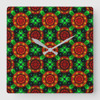 Relógio Quadrado Padrão Abstrato Floral Moderno Boho Elegante #504