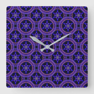 Relógio Quadrado Padrão Abstrato Floral Moderno Boho Elegante #505