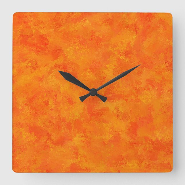 Relógio Quadrado Padrão Abstrato Laranja (Frente)