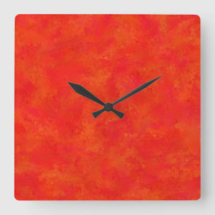 Relógio Quadrado Padrão Abstrato Laranja Vermelho