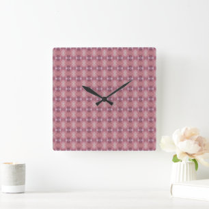 Relógio Quadrado Padrão abstrato rosa suave e roxo