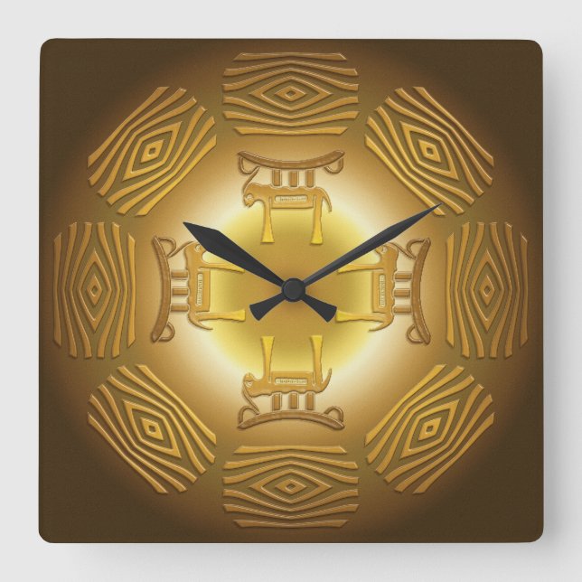 Relógio Quadrado Padrão africano tribal étnico (Frente)